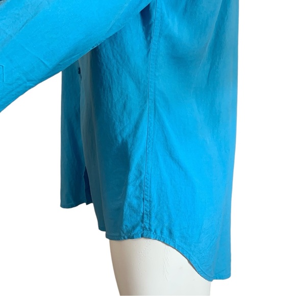 NEXX New York Long Sleeve Button Front Teal Silk tailored Blouse, size M EUC - Picture 5 of 11